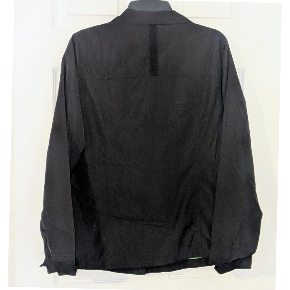Montanaco Women Black Utility Jacket Lime Green Mesh Lining Snap Size L NEW - Picture 3 of 6